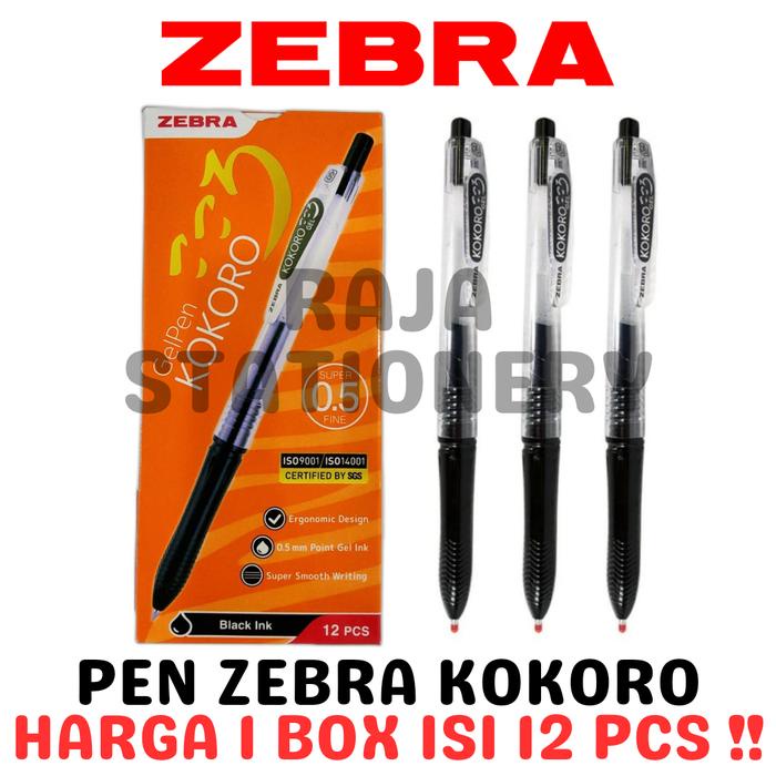

HOT SALE! ZEBRA KOKORO GEL PEN 0.5 BLACK BLUE PULPEN GEL KOKORO ZEBRA LUSIN BOX [12PCS]