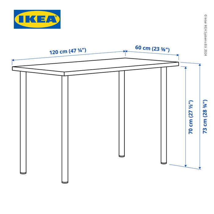 IKEA LAGKAPTEN/ADILS MEJA KERJA/BELAJAR MINIMALIS PUTIH 120X60CM