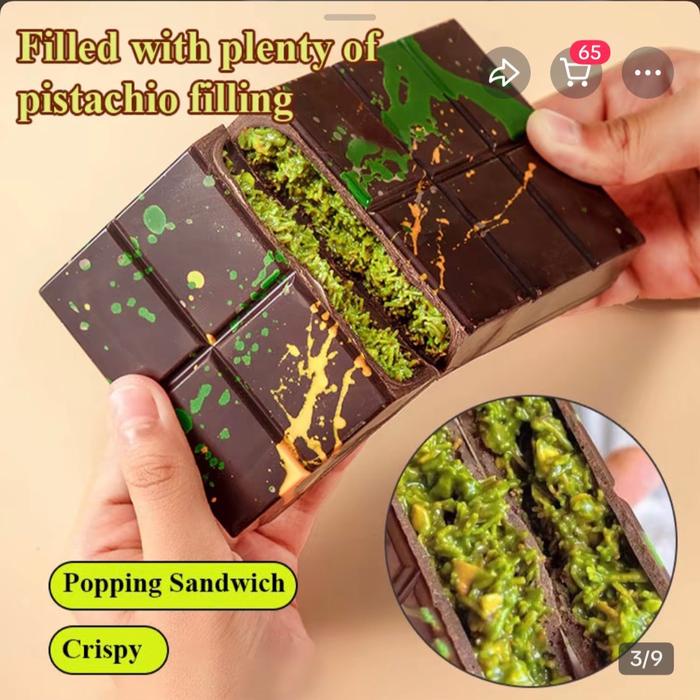 

terbaru !!! isi pistachio kunafa coklat dubai coklat viral tebal 250gram ready