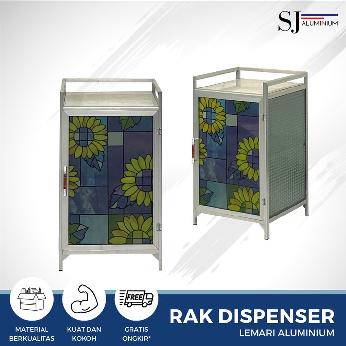 Etalase Kaca Aluminium / Rak Serbaguna / Rak Meja Dispenser - Silver
