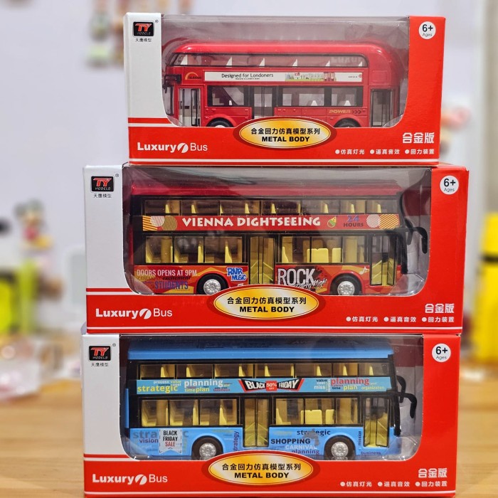 SALE  DIECAST BUS DOUBLE DECKER LONDONERS BUS HONGKONG BUS PARIWISATA SKALA 1:32 METAL ALLOY