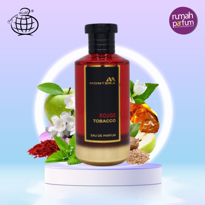 Parfum Pria Wanita Fragrance World Montera Rouge Tobacco Unisex 100 ML
