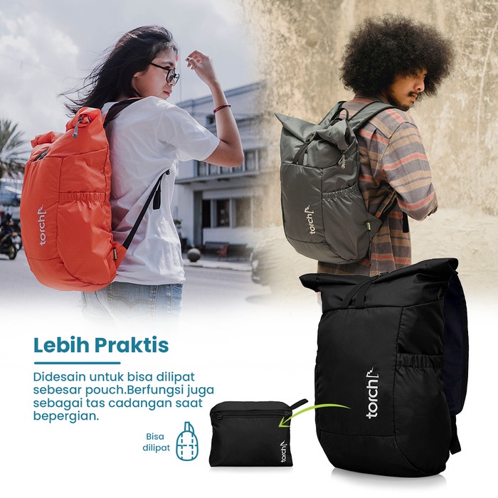 Torch Tas Ransel Punggung Lipat Pria Wanita - Foldable Backpack Shiroi