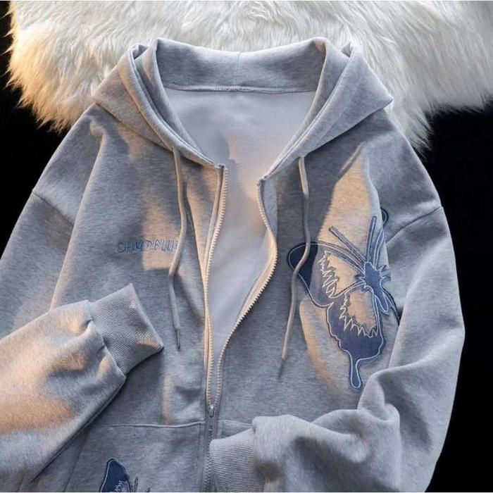 Zipper Campblue Jacket Oversize Wanita Jacket Zipper Hoodie Korean Style Kekinian Best Quality