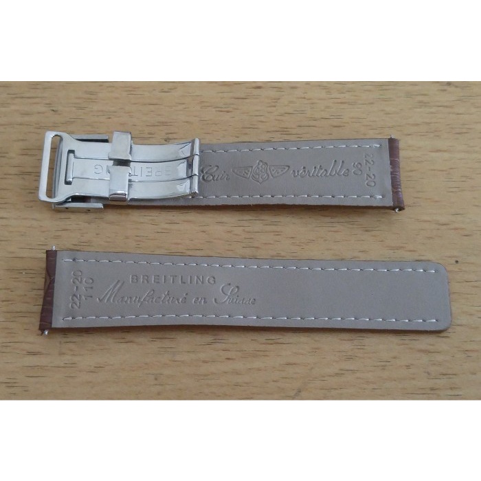 Hq Brown Crocodile Genuine Leather Deployment Watch Band Brietling Best Quality