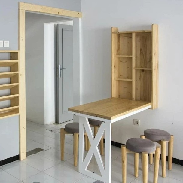 PREMIUM meja lipat dinding 80 x 40 cm / Meja Lipat kayu jati belanda minimalis