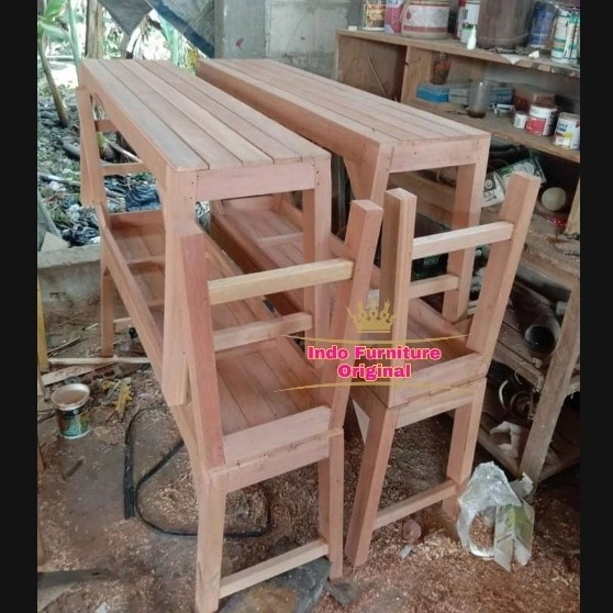 PREMIUM Bangku kursi panjang untuk taman/ warung makan/ cafe kayu kalimantan