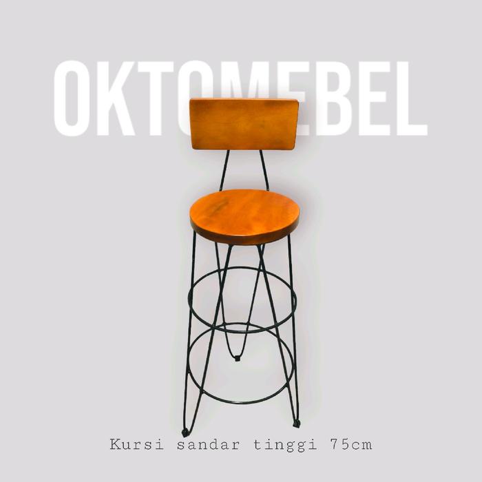 PREMIUM Kursi sandaran tinggi 75cm dudukan datar / kursi bar / kursi outdoor Furniture Kayu