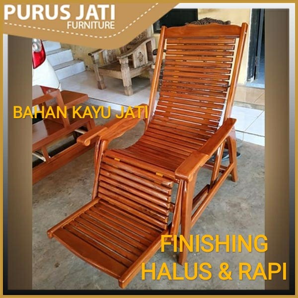 PREMIUM Kursi Malas Selonjoran Kayu Jati Model Minimalis Bisa Di Goyang
