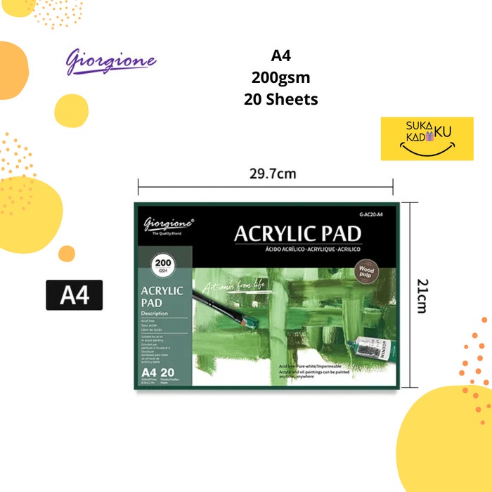 

GIORGIONE A4 Acrylic Oil Paper Pad Painting Book Kertas Gambar Cat Minyak 20Sheets