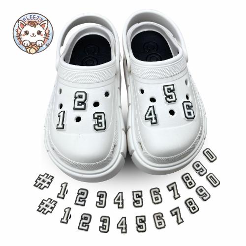 COBA FLEEZY - AKSEIS JIBBITZ CHARM GESPER SEPATU SANDAL PIN CHARMS MOTIF ANGKA LUCU BARU PVC LUBANG