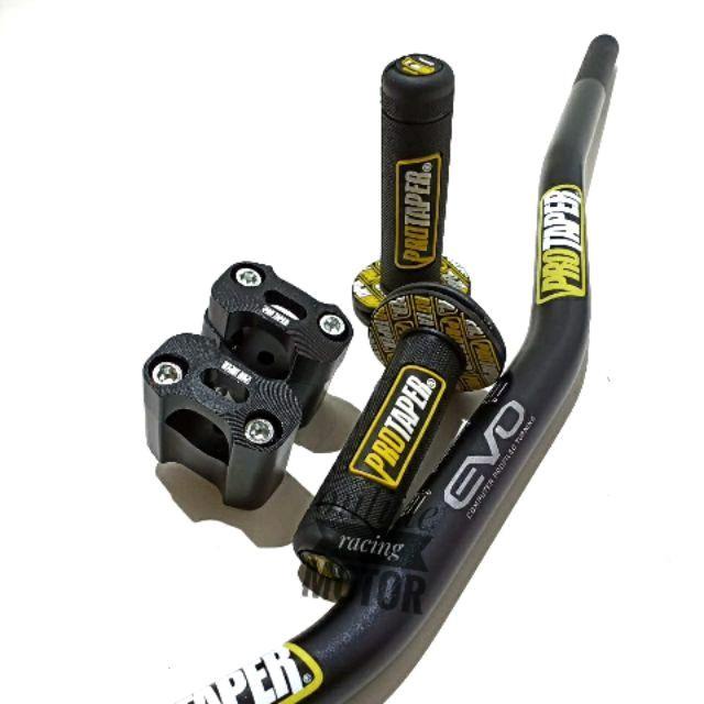 terbaru  stang fatbar evo low paketan + handgrip + riser stang klx crf nmax beat street vixion