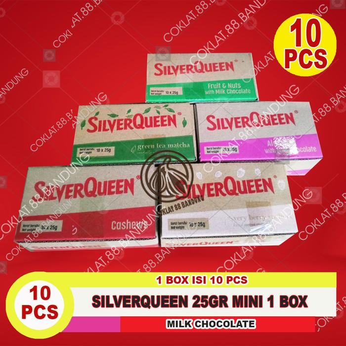terbaru  silverqueen 22 gram ex 25 gram 1 box almond mede 10 pcs cokelat, coklat silverqueen isi