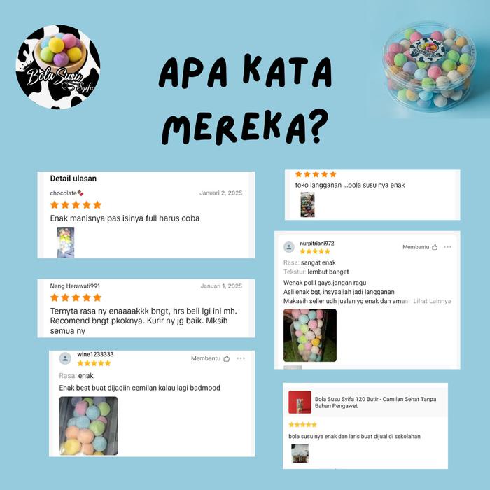 

terbaru !!! [spesial ramadhan] bola susu syifa premium aneka rasa dan warna warni ready
