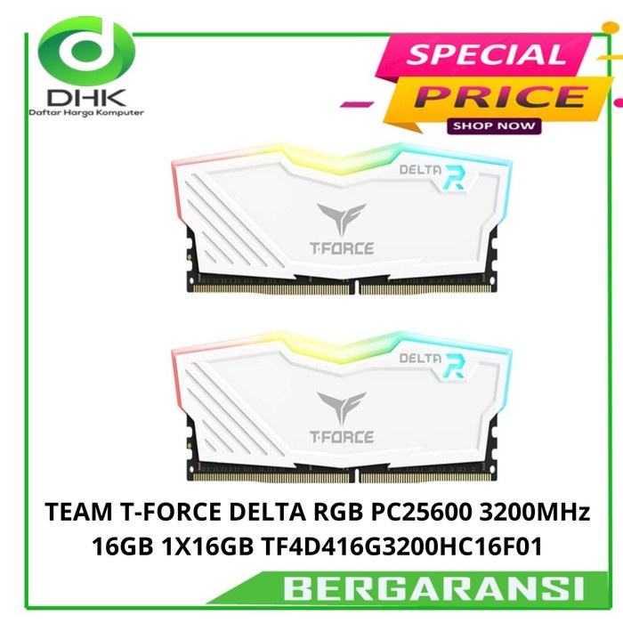 BISA GOSEND TEAM T-FORCE DELTA RGB PC25600 3200MHZ 16GB 1X16GB TF4D416G3200HC16F01 TERMURAH