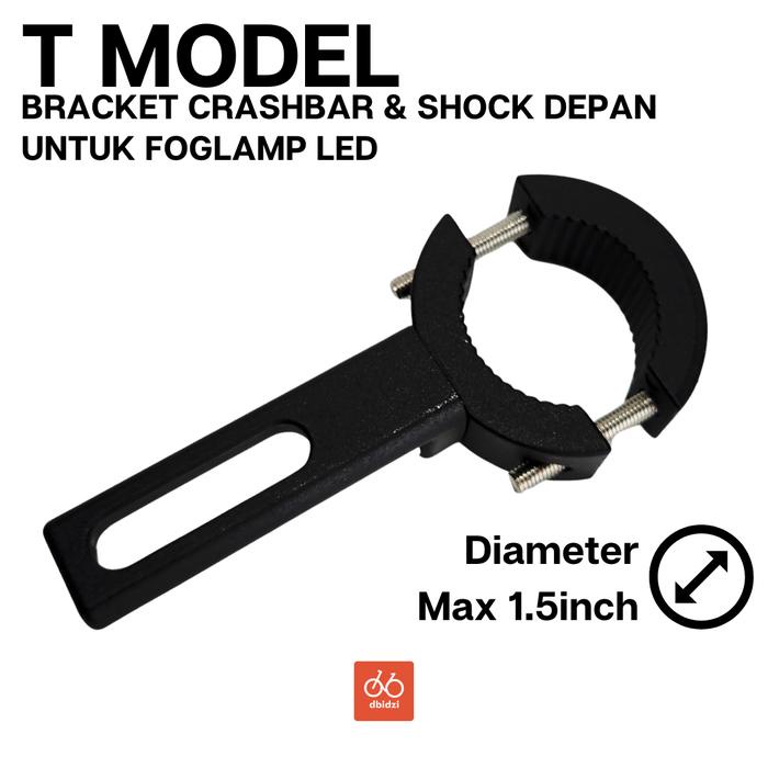 ICC T MODEL BRACKET CRASHBAR SHOCK MOTOR KECIL UNTUK LAMPU TEMBAK FOGLAMP LED MOTOR ADVENTURE
