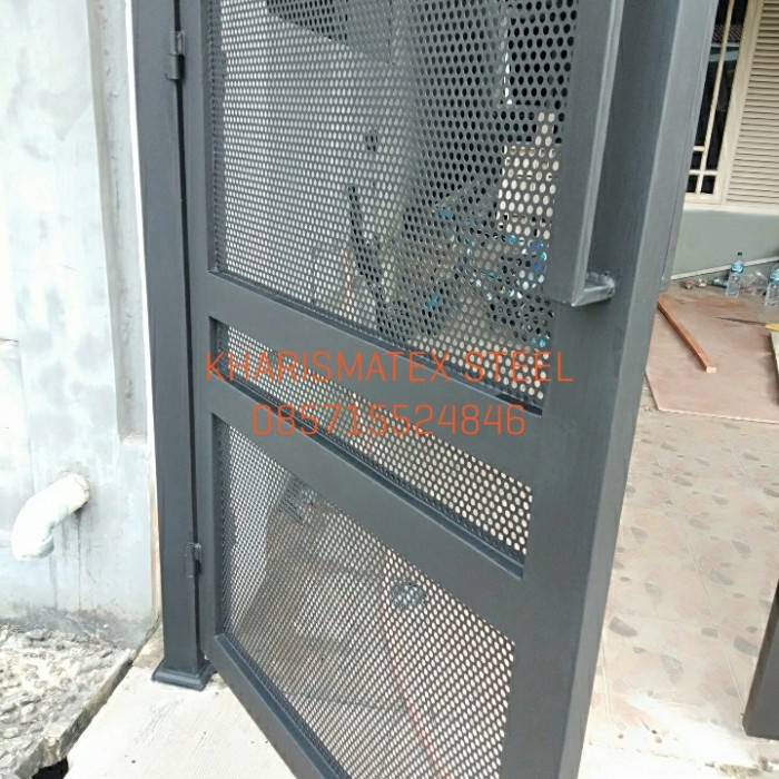 PREMIUM pagar sliding besi galvanis plat perforated hitam