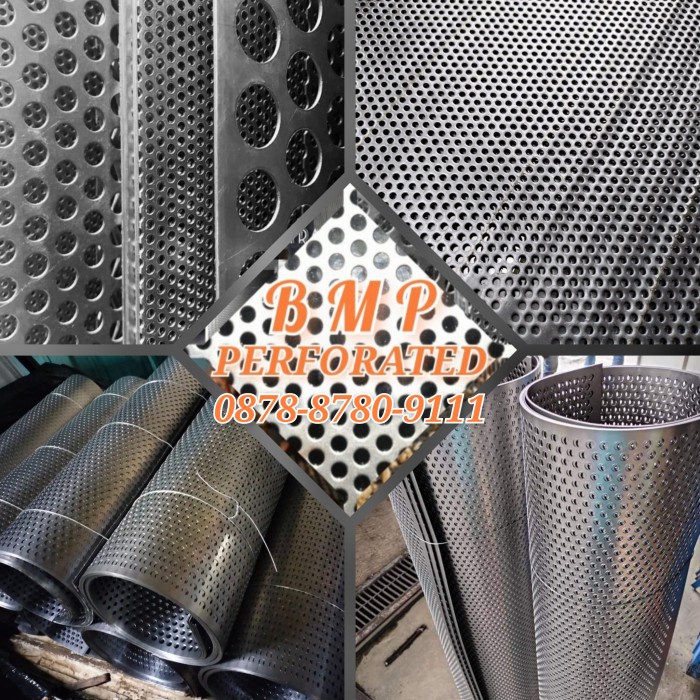 PREMIUM plat lubang/perforated stainless 201 tebel 1mm, lubang 5mm sampe 12mm.