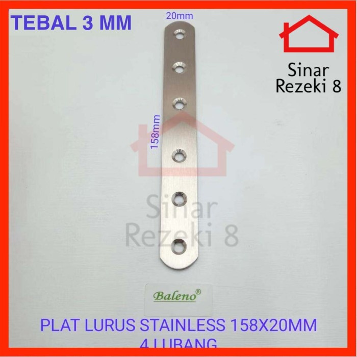 PREMIUM Plat Lurus 158 x 20 mm STAINLESS 6 Lubang Siku Konektor Sambungan Rata