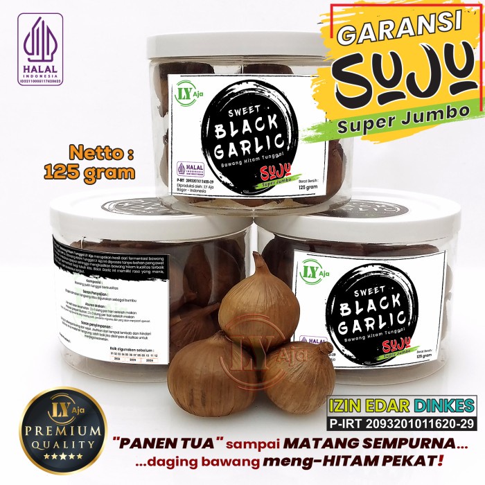 

Super Jumbo Premium Bawang Hitam Tunggal 125 Gram Ly Aja Black Garlic Best Seller