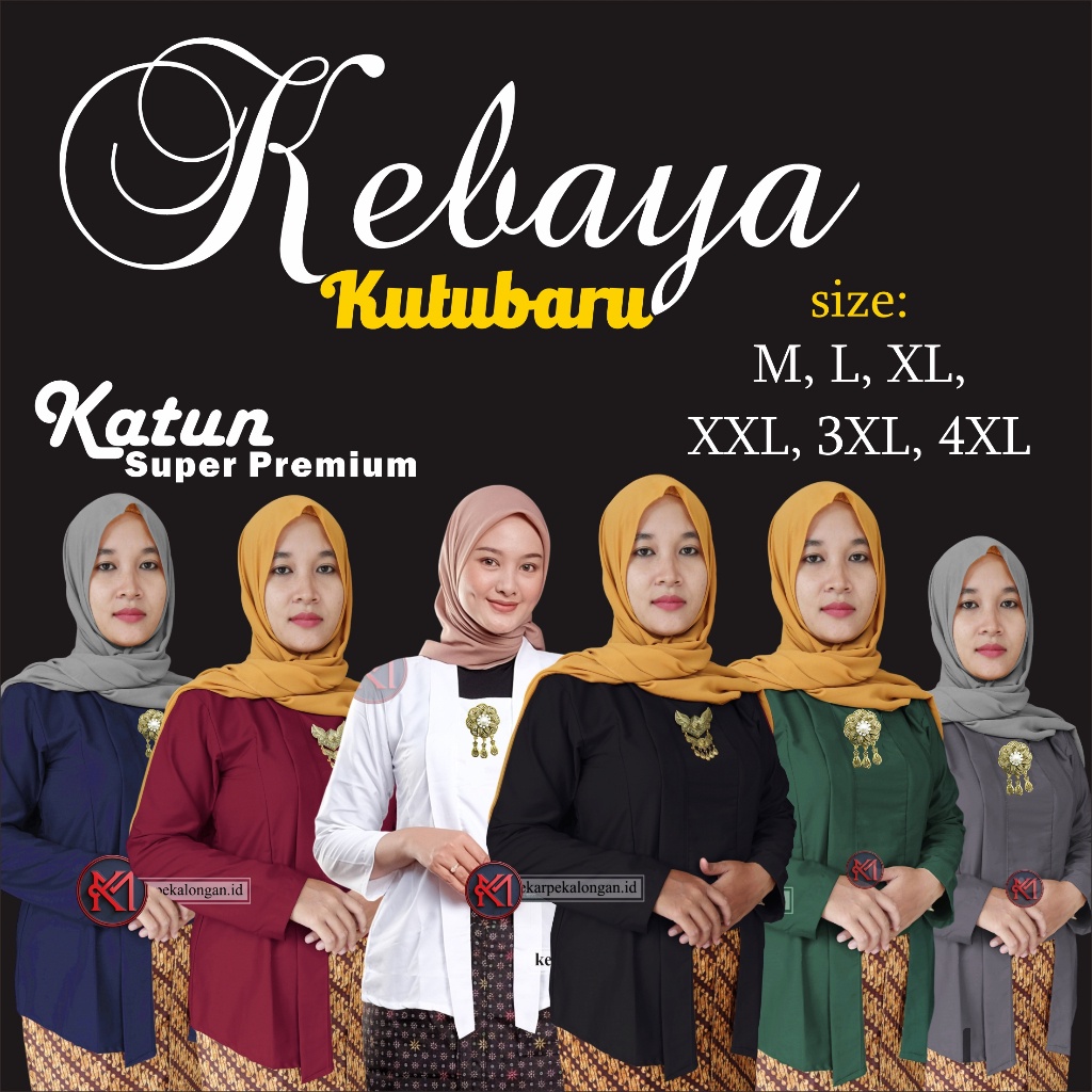 Kebaya Kutubaru Polos Katun Super Premium