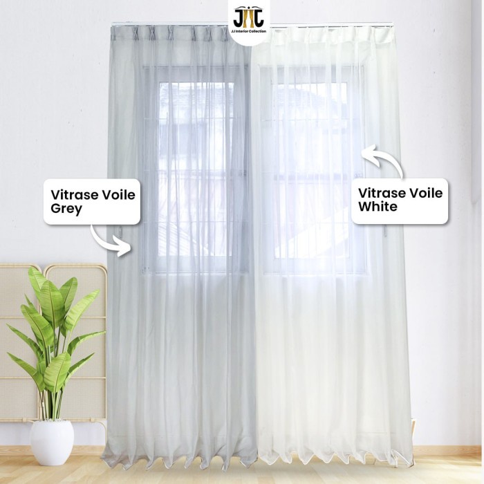 Vitrase Polos Minimalis Pelapis Gorden Voile Kain Putih Transparan -Cg New