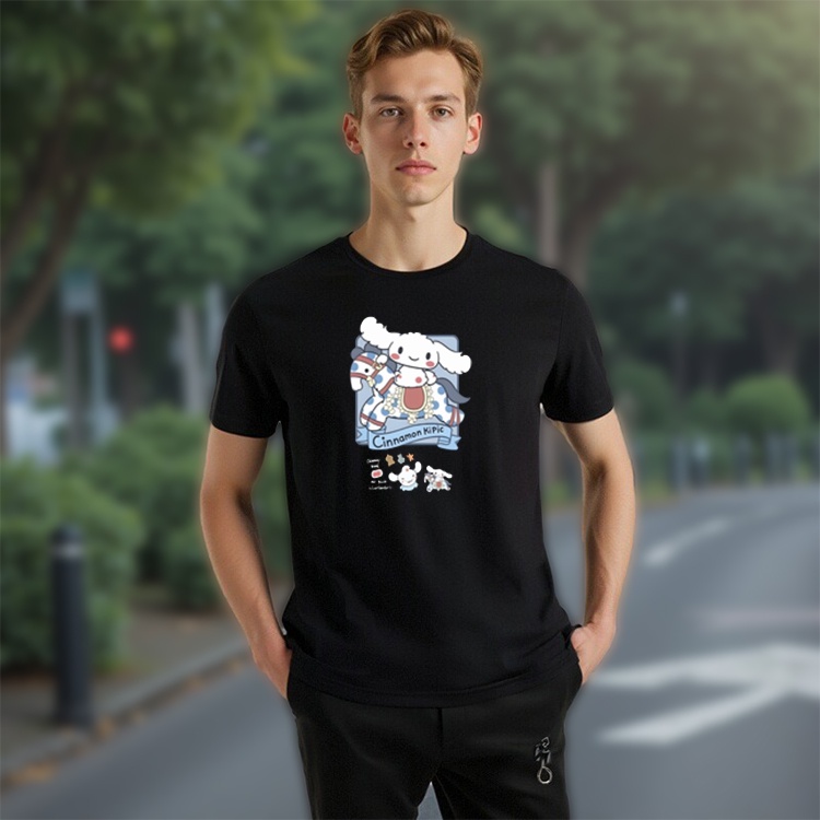 【Mega Discount】 kaos jacquard Cute Cinnamon Kipic Dog Print T shirt Traveling ke Pantai