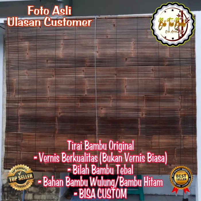 KREY BAMBU,TIRAI BAMBU,KREI BAMBU hitam kulit sudah vernis dan katrol