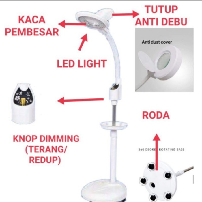 

Lampu facial led roda dimming kaca pembesar magnifiying lamp 68watt