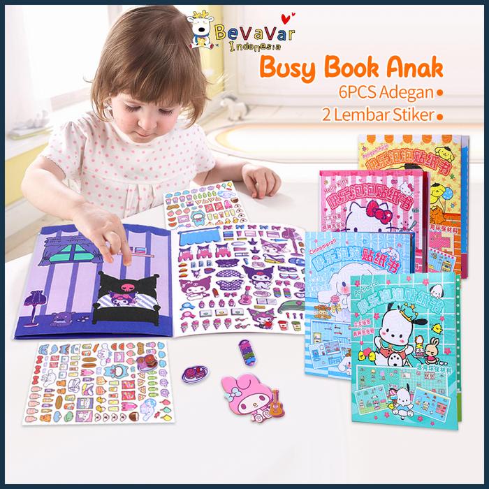 

Bevavar Sticker Book Sanrio Quiet Book Aesthetic DIY Buku Sticker Tidak Perlu Memotong Kertas