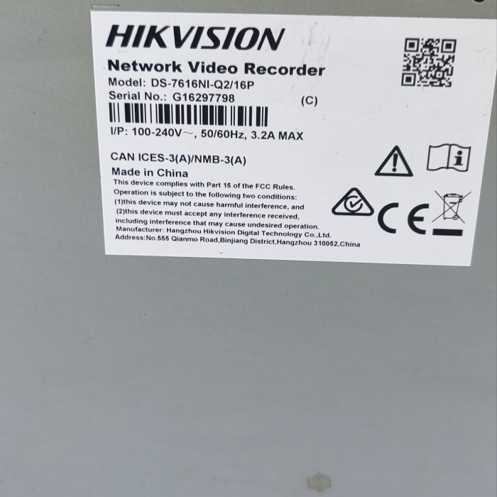 Nvr Hikvision Ds7616NI-Q2/16p poe