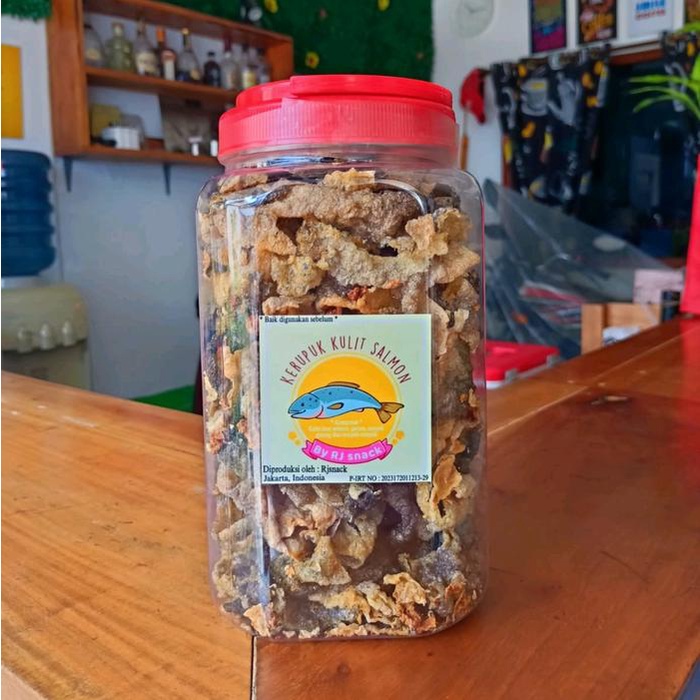 

Toples Jumbo 250gr Keripik kulit ikan salmon Original Cemilan Premium Enak dan Crunchy Food Snack