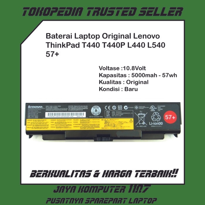 Baterai Laptop Lenovo ThinkPad T440 T440P L440 L540 57+