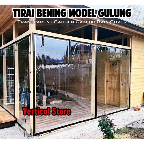 Tirai Outdoor Gulung Custom / Krei Bening Gulung Penahan Hujan Meteran Promo