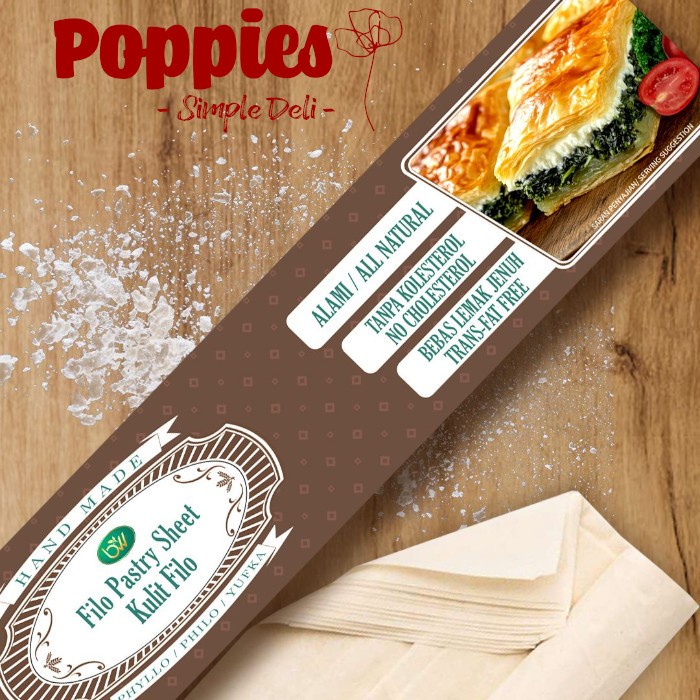 

Ready Stok" Filo - Phyllo / Philo / Yufka Dough - Pastry Sheet 350 Gr - 40 X 40 Cm