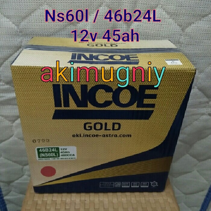 Aki Ns60L Incoe Gold Hybrid Basah 12V 45Ah Livina Evalia March Datsun