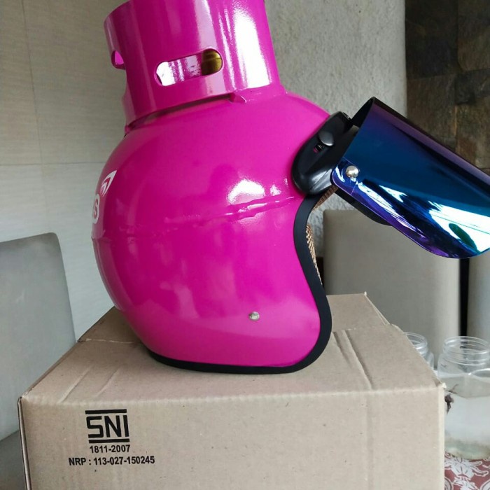 HELM RETRO BOGO DEWASA HELM GAS LPG 3KG DENGAN KACA DATAR PELANGI