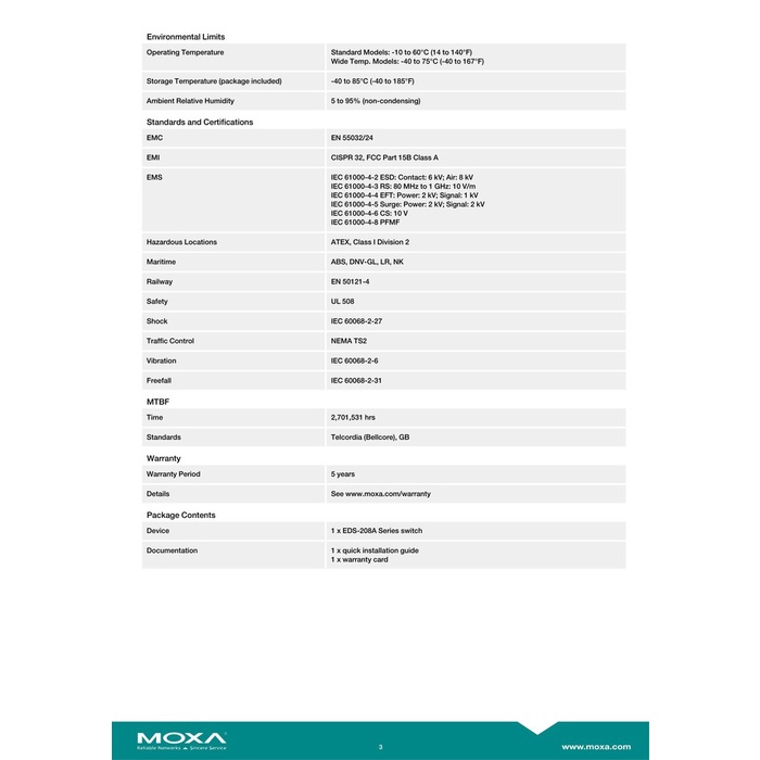 Moxa EDS-208A with power supply