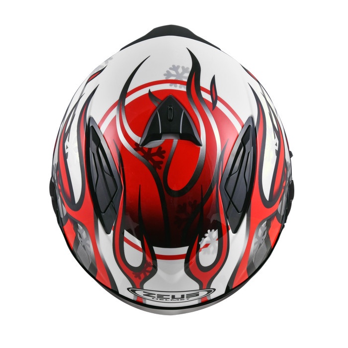 ZEUS 613B WHI AJ19 RED HALF FACE DOUBLE VISOR