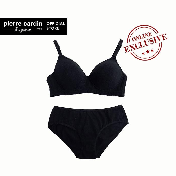 READY STOK PIERRE CARDIN BRA & PANTY SET NATURAL COTTON 607-60003B - TANPA KAWAT READYY
