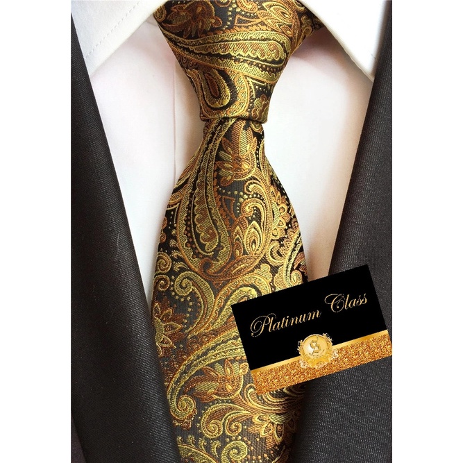 Dasi Pria Import Gold Emas Batik Platinum Class