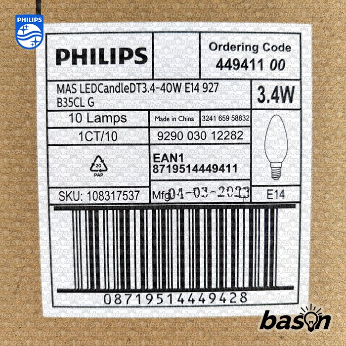 Master LED Bulb DimTone 3.4W E14 B35 Dimmable Dapat Diredupkan