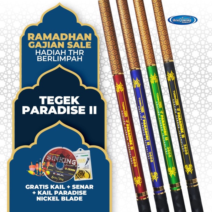 Ready Joran Pancing Tegek Paradise II Fiber Coating Carbon Grip Anti Slip