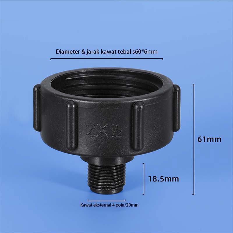 Hjk Tutup Tangki Ibc Water Mur 2 Inch Drat Toren 3/4 Universal Adaptor Pembuangan Konektor Adaptor