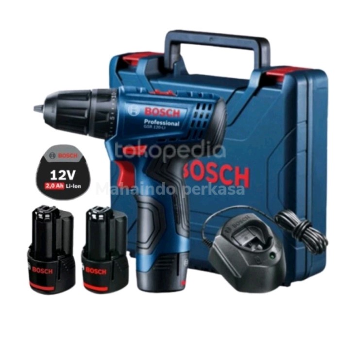 Mesin Bor Bosch Baterai 2 12V GSR 120Li Cordless Drill Unit Baru/segel - Garansi Resmi