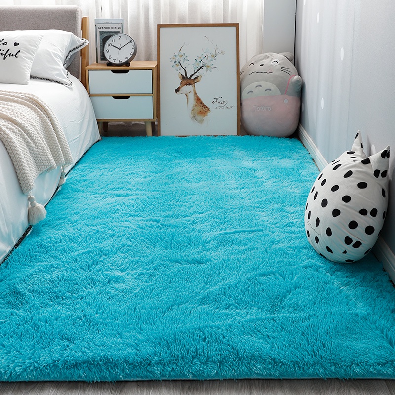 Karpet Kecil Kamar Tidur Ins Nordic Karpet Samping Tempat Tidur Mewah Putih Karpet Tebal Ruang Tamu 