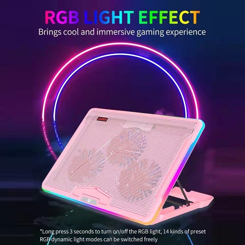 Pendingin Laptop RGB Pink Lucu Braket Pendingin Laptop Gamer Macbook PC Loptop Kipas Pendingin Heats