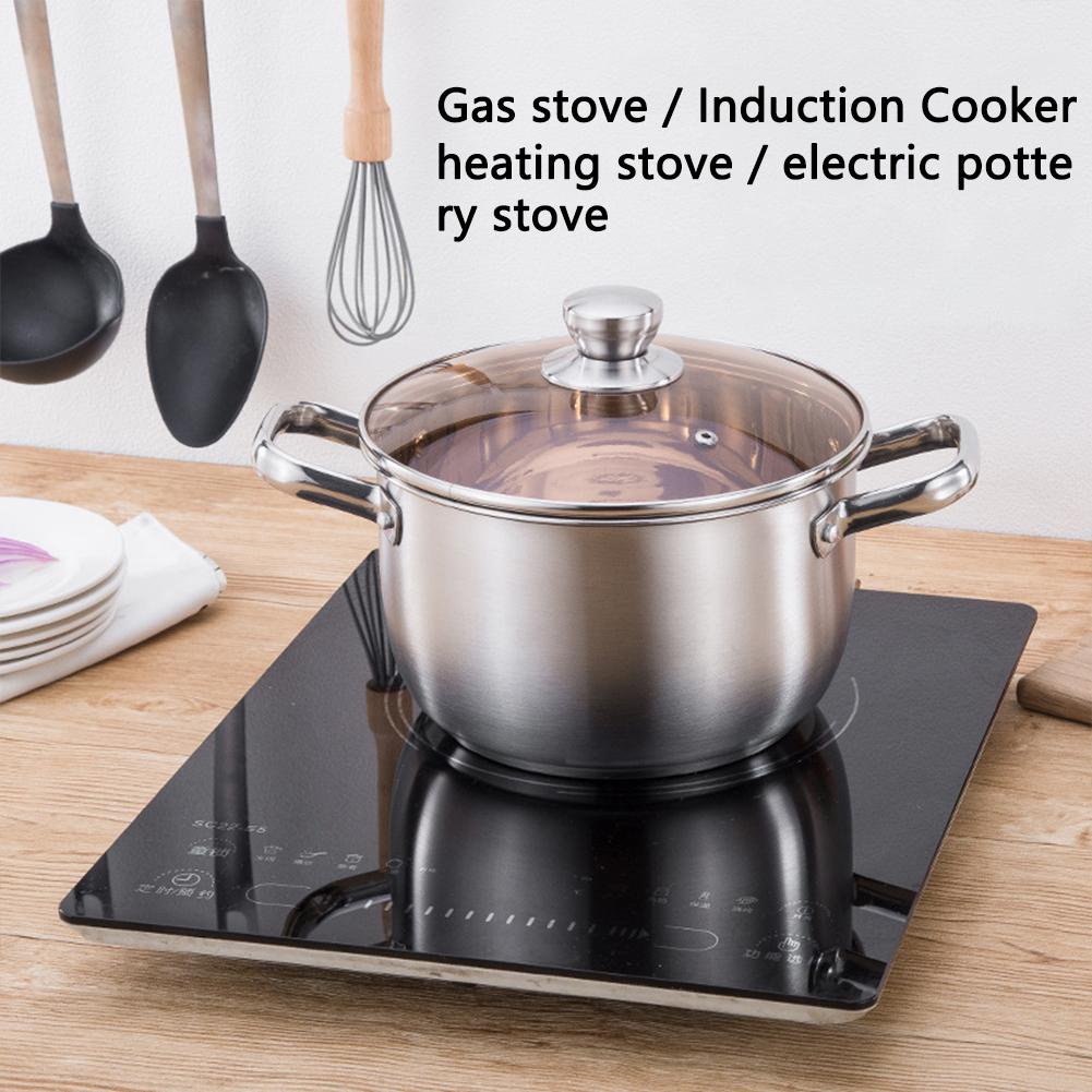 1 Set Panci Sup Rumah Tangga Kompor Induksi Panci Binaural Baja Tahan Karat Tidak Lengket dengan Tut