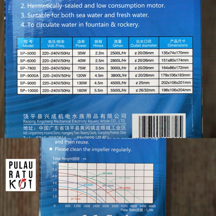 Resun SP-5000 pompa aquarium celup 2500LPH submersible SP5000