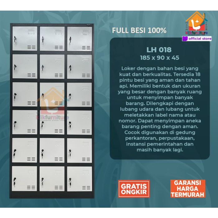 

Lemari Loker Locker Cabinet 18 Pintu Full Besi Lk18